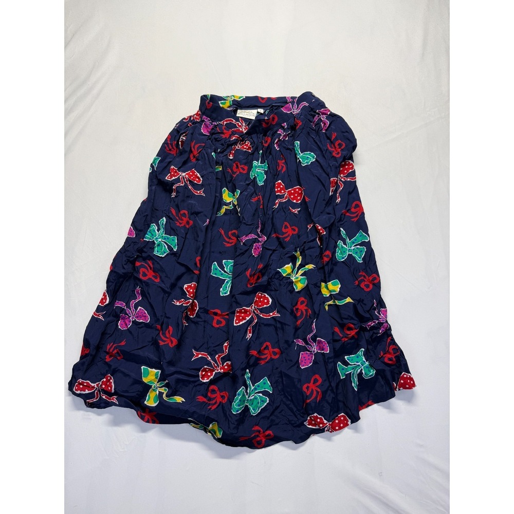 Vintage‎ Susan Bristol A Line Maxi Skirt Womens 8 Navy Blue Allover Bow Print